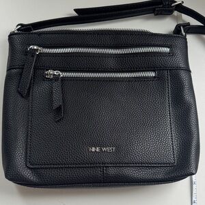 Nine West Black Pebbled Crossbody with Silver Hardware